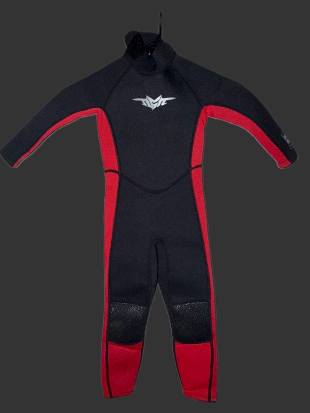 Kids Black and Red Swim Rashguard Full-Body Suit with Hood